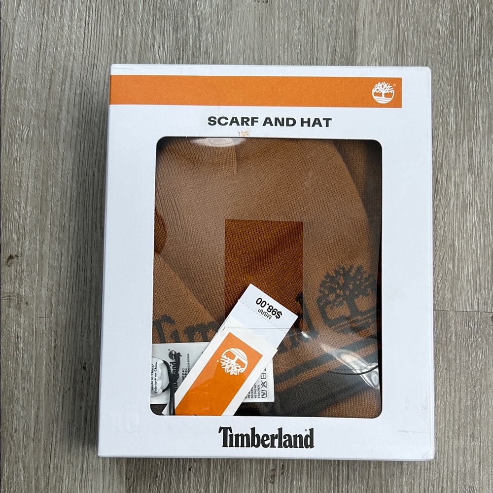 Timberland Tan Hat and Scarf Set